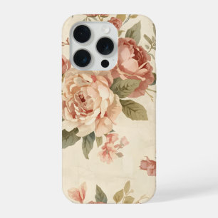 Coque iPhone 15 Pro Pivoine Romantique & Rose Jardin Vintage