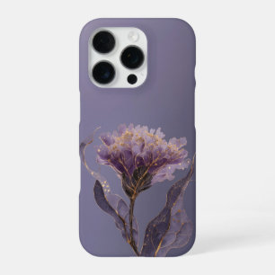 Coque iPhone 16 Pro Pivoine Violette Inspirée Florale Accents Dorés