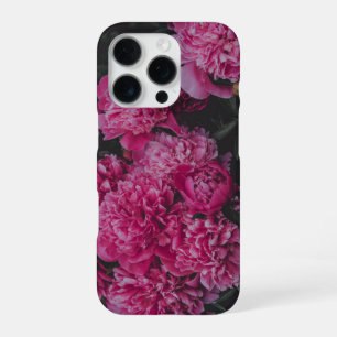 Coque iPhone 16 Pro Pivoines roses, esthétique sombre et lunatique