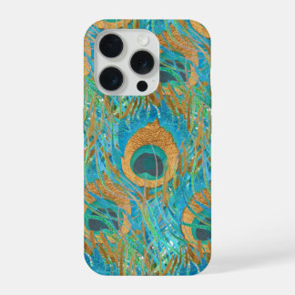 Coque iPhone 15 Pro PixDezines Dessin main H2 Paon/Bleu Cobalt/Aqua
