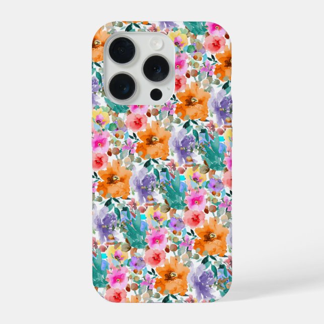 Coque iPhone PixDezines H2 Fleurs d'Été Teintes Vives (Verso)