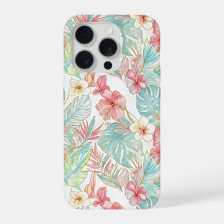 Coque iPhone 15 Pro PixDezines Vintage Pastel H2 Hawaii Floral Foliage