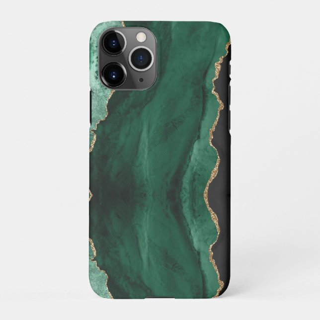 Coque iPhone PixDezines WATERCOLOR AGATE DARK GREEN (Dos)