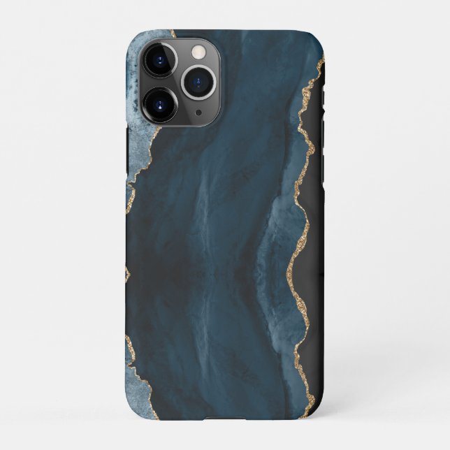 Coque iPhone PixDezines WATERCOLOR AGATE SLATE BLUE (Dos)