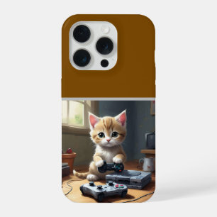 Coque iPhone 15 Pro "Pixel Paws : Le Kitten Joueur en Action"