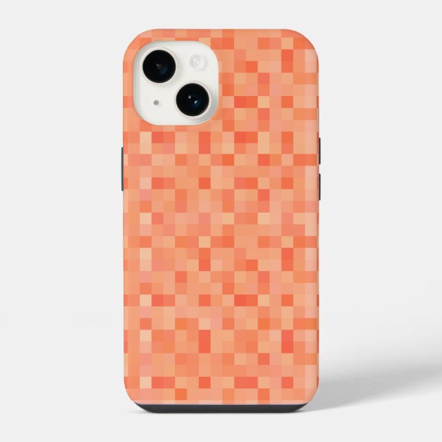 Coque iPhone Pixels Carrés Orange  (Verso)