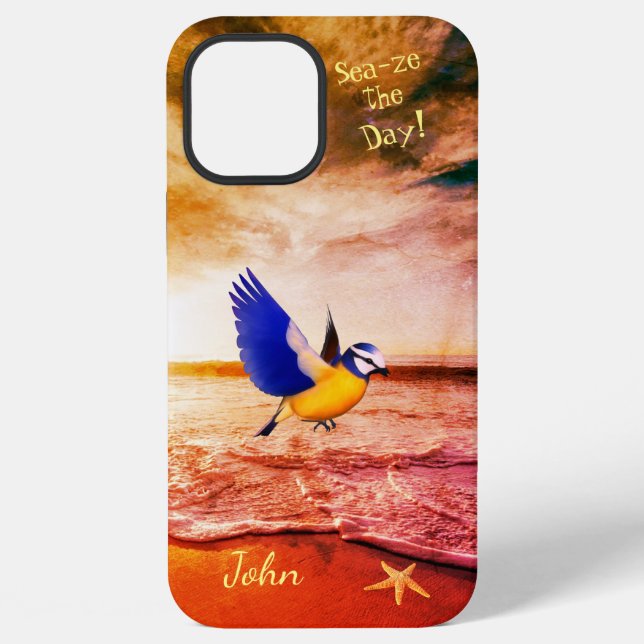 Coque iPhone Plage artistique Mer des oiseaux (Verso)
