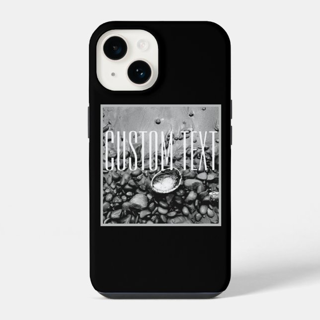 COQUE iPhone PLAGE BLANCHE NOIRE PHOTO SHELL STONES SABLE PERSO (Verso)