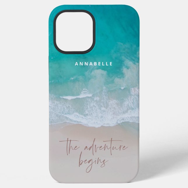 Coque iPhone plage de sable tropical l'océan l'aventure commenc (Verso)