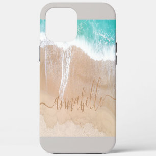Coque iPhone 12 Pro Max plage de sable tropical méditation océanique perso