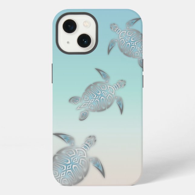 Coque iPhone Plage de tortues argentées Coque-Mate  (Verso)