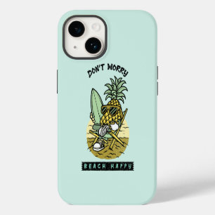 Coque Pour iPhone 14 Plage Ne T'inquiète Pas Heureux – Drôle Surfeur Pi
