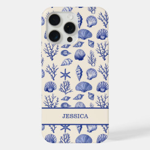 Coque iPhone 15 Pro Max Plage océanique côtière coquillage bleu personnali