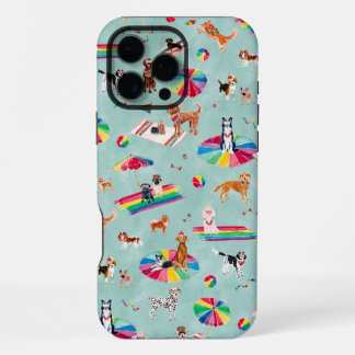 COQUE iPhone 16 PRO MAX PLAGE POUR CHIENS FIERTE ARC-EN-CIEL