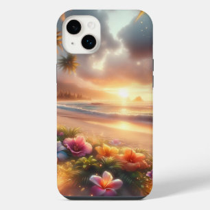 Plage Tropicale Enchantée avec Hibiscus Magique