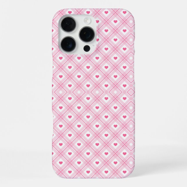 Coque iPhone Plaid à coeur rose (Verso)
