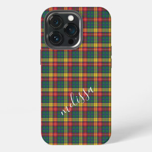 Etui iPhone 13 Pro Plaid Buchanan Tartan Personnalisé Anniversaire Ma