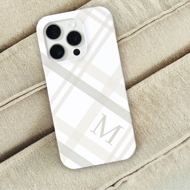 Coque iPhone Plaid Buffalo Classique Élégant Monogramme Initial (Créateur téléchargé)