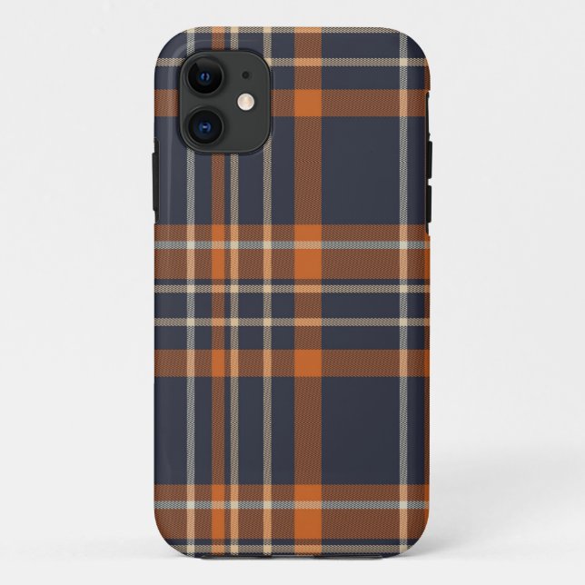 coque iphone plaid orange et bleu (Dos)