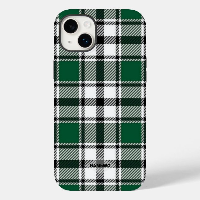 Coque iphone Plaid vert, noir et blanc HAMbWG (Verso)