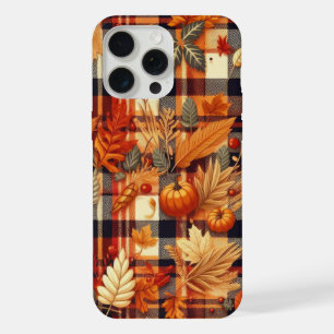 Coque iPhone 15 Pro Max Plaids d'automne citrouille Maple Feuille