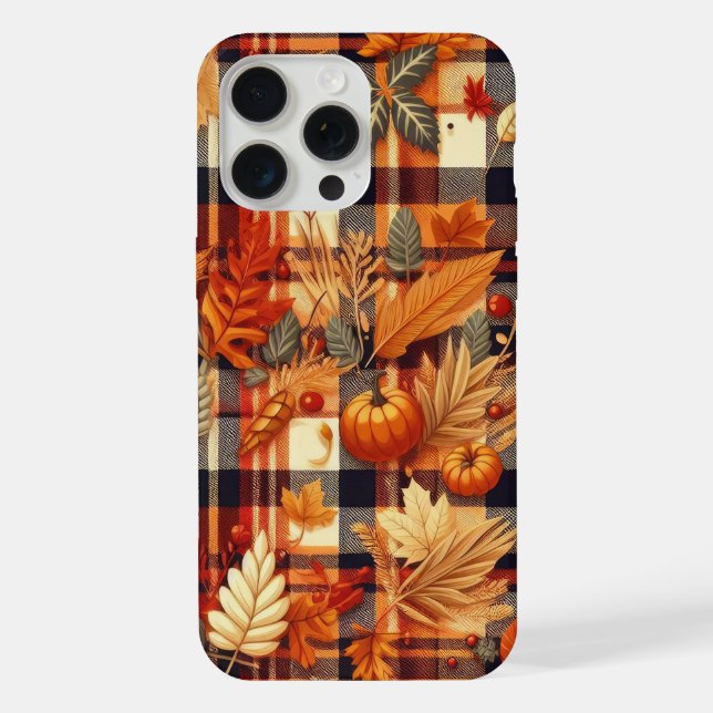 Coque iPhone Plaids d'automne citrouille Maple Feuille (Verso)