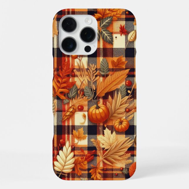 Coque iPhone Plaids d'automne citrouille Maple Feuille (Verso)