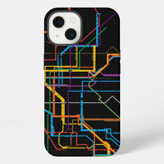 Coque iPhone Plan du métro de la ville (Verso)