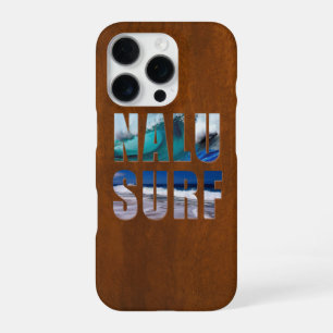 Coque iPhone 16 Pro Planche de surf en faux bois de Koa Nalu-Surf Hawa