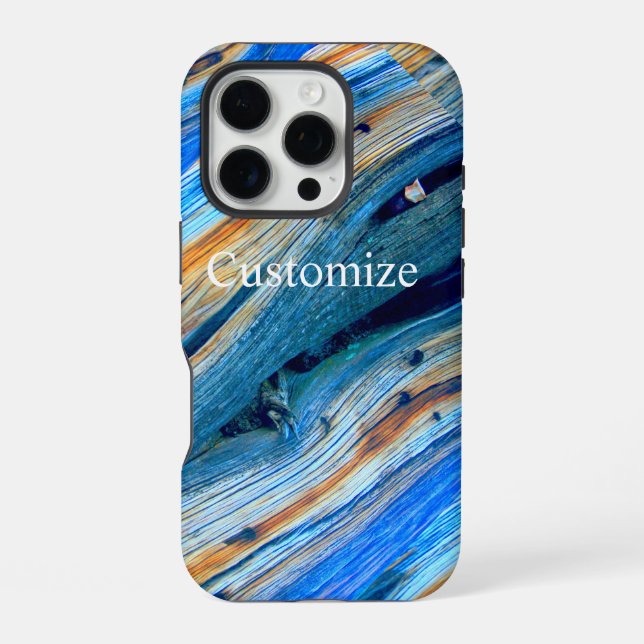 Coque iPhone planches de grange bleues patinées (Verso)