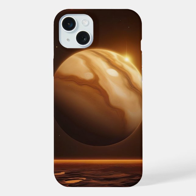 Coque iPhone Planète Dorée 🪐 Élégance Cosmique (Verso)