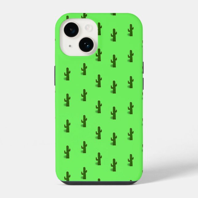 Coque iPhone Plante de cactus sur fond vert clair (Verso)