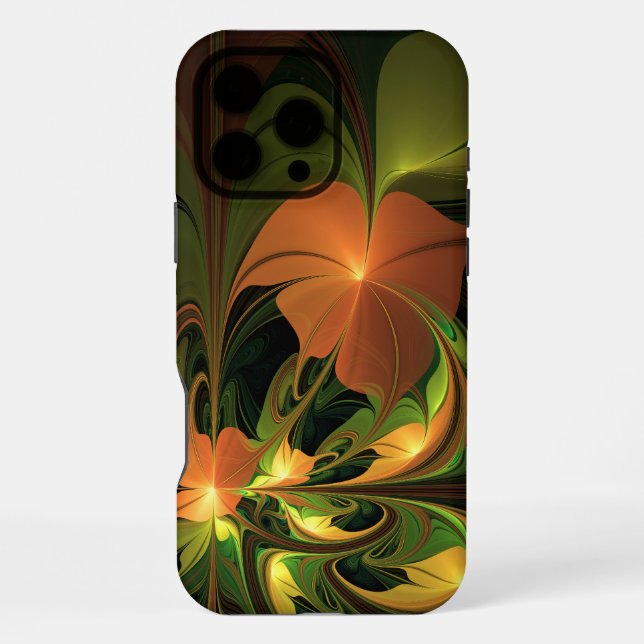Coque iPhone Plante de fantasy abstraite vert rouille marron fr (Verso)