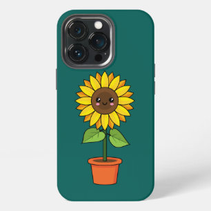 Etui iPhone 13 Pro Plante de tournesol Kawaii dans un pot