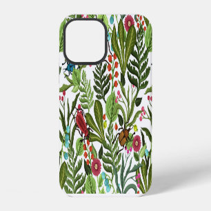 Coque iPhone 12 Plantes décoratives et insectes : conception trans