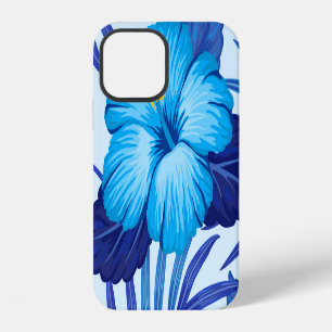 Coque iPhone 12 Plantes tropicaux hawaïens, motif hibiscus.