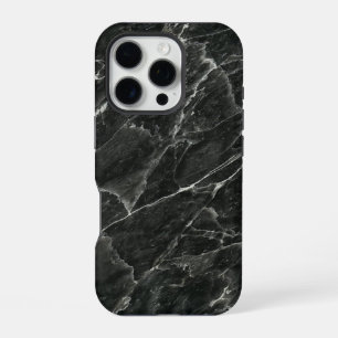 Coque iPhone 16 Pro Plaque de marbre noir poli