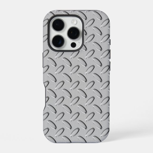 Coque iPhone Plaque diamant en acier Chrome (Verso)