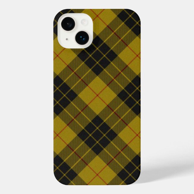 Coque iPhone Plaque noire jaune tartan MacLeod (Verso)