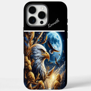 Coque iPhone 16 Pro Max Pleine lune D'Or Accroche Dans Le Ciel