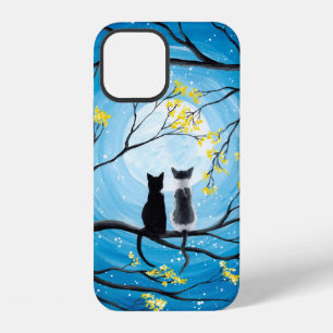 Coque iPhone 12 Pleine lune fantaisiste avec des chats