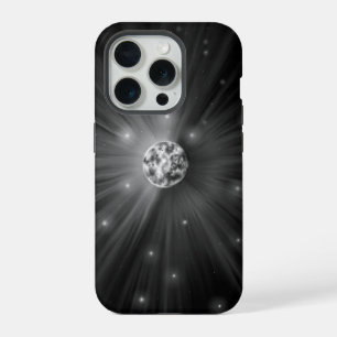 Coque iPhone 15 Pro Pleine Lune Radieuse Monochrome Céleste Esthétiq