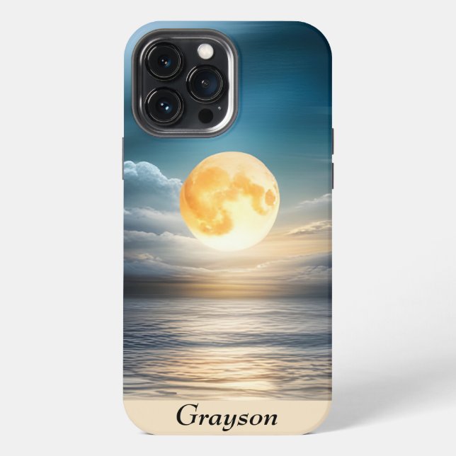 Coque iPhone Pleine lune sur l'océan (Verso)
