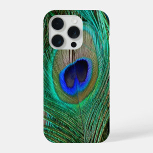 Coque iPhone 15 Pro Plume de Paon Bleu Indien