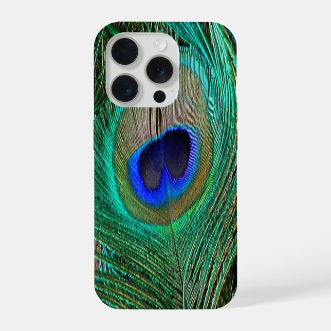 Coque iPhone Plume de Paon Bleu Indien (Verso)