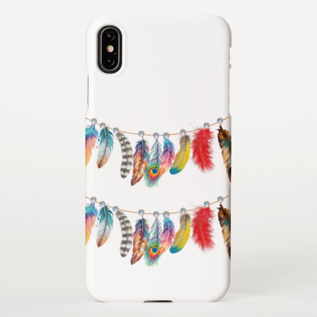 Coque iPhone Plumes, Amérindien 🪶🪶🪶 (Dos)