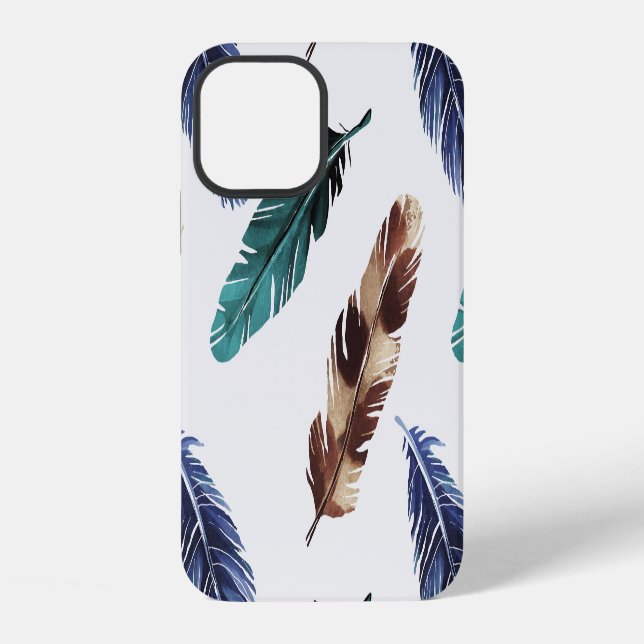 Coque iPhone Plumes colorées Texture tribale (Verso)
