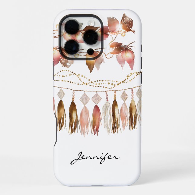 Coque iPhone Plumes de Bohême Inde Leaf iPhone (Verso)