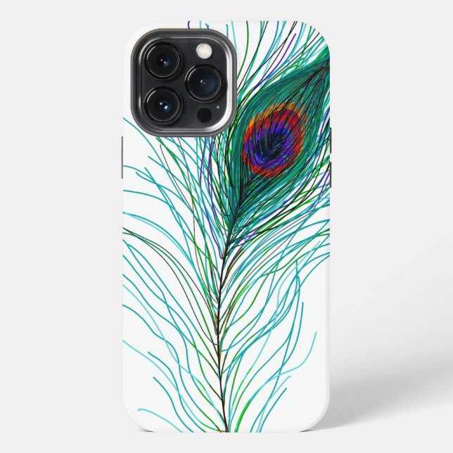 Coque iPhone Plumes de paon dessinées à la main   (Verso)