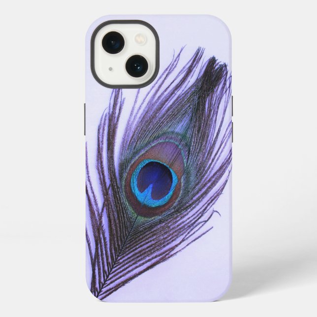 Coque iPhone Plumes de paon violet sur violet (Verso)